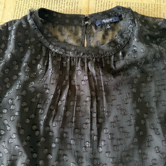 Madewell Couture Black Sheer Goth Short Sleeve Blouse, Size M - Picture 9 of 9